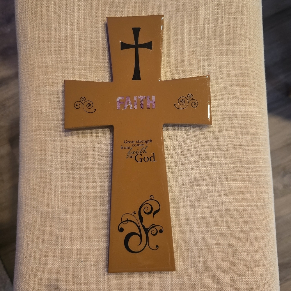 11 Inch Wood Painted and   resin sealed Cross